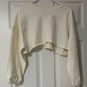 Forever 21 Off-White Long Sleeve Crop Top